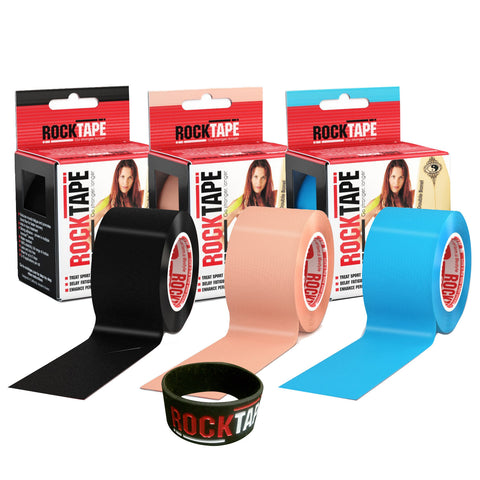3 Roll Combo Pack Kinesiology Tape H2O Black/H2O Blue/H2O Beige