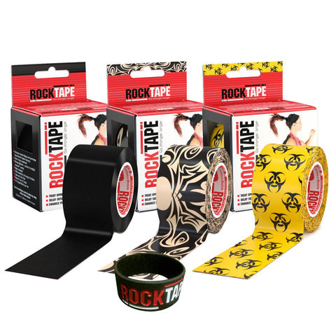 3 Roll Combo Pack Kinesiology Tape Tattoo/Black/Bio-Hazard