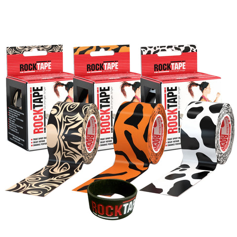 3 Roll Combo Pack Kinesiology Tape Tattoo/Tiger/Cow