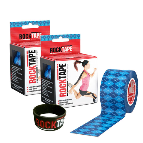 2 ROLL COMBO PACK Kinesiology Tape Blue Argyle