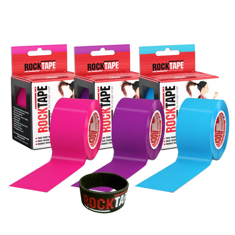 3 Roll Combo Pack Kinesiology Tape Pink/Purple/Electric Blue