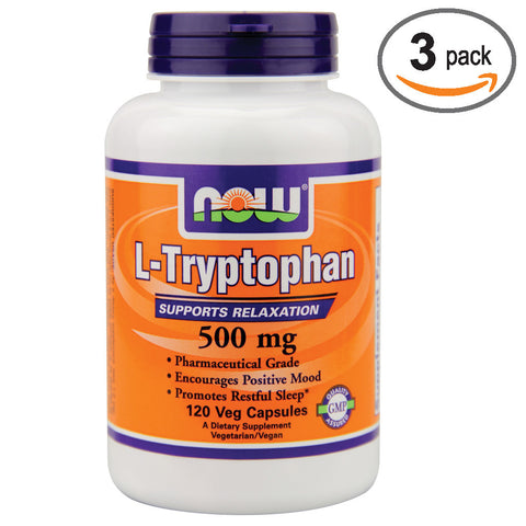 Now Foods L-Tryptophan 500 mg - 120 Vcaps (pack of 3)