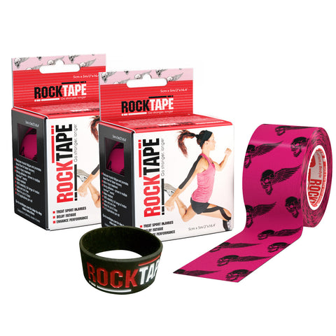 2 ROLL COMBO PACK Kinesiology Tape Pink Skulls