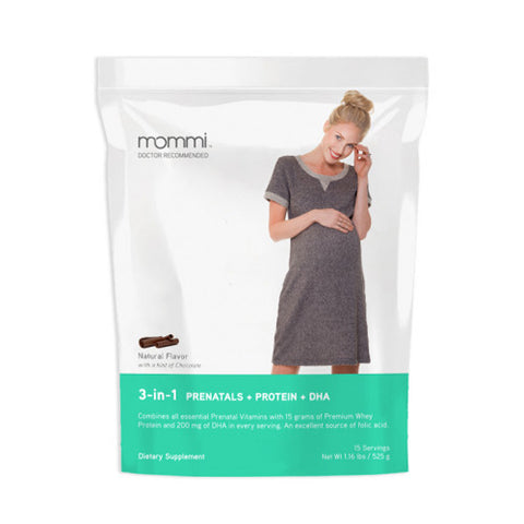 Mommi, 3-in-1 Prenatals + Protein + DHA, Natural Flavor W/Hint Chocolate 15/SERV