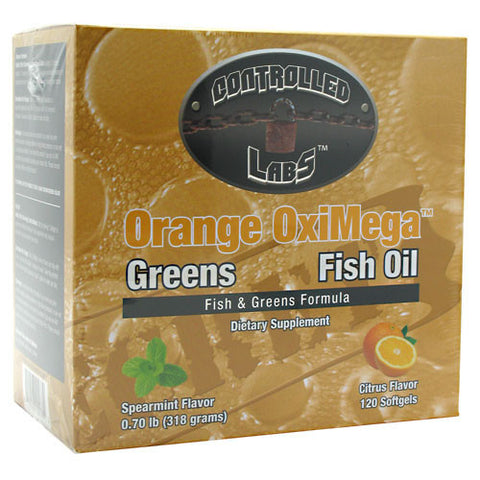 Orange OxiMega-Fish & Greens Formula: Spearmint Flavor-0.70lb. (318g), Citrus Flavor- 120 Softgels.