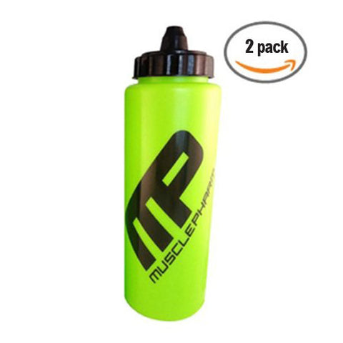 MusclePharm Squeeze Water Bottle Green and Black Writing 24 oz. (2)